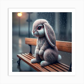 Rabbit In The Rain 1 Art Print