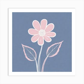 A White And Pink Flower In Minimalist Style Square Composition 93 Art Print