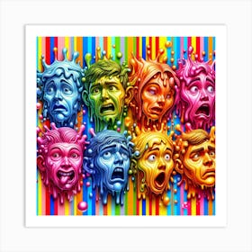 Colorful Faces By Person Art Print