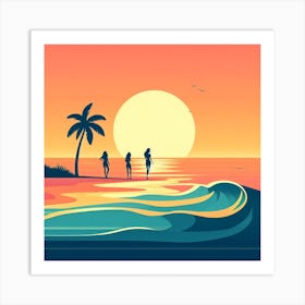 Sunset At The Beach 1 Art Print