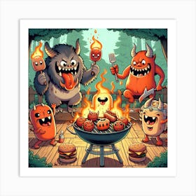 Bbq Monsters Art Print