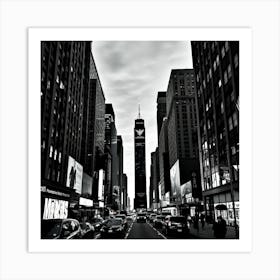 Times Square In Black And White Art Print