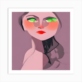 Portrait Of A Woman With Green Eyes Art Print