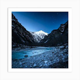 Firefly 8k, Top Quality, Pitch Black, Midnight, Dark Night, Snow Covered, Mountain Forests, Deep Val (11) Art Print