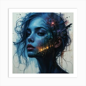 Woman With Blue Eyes Art Print