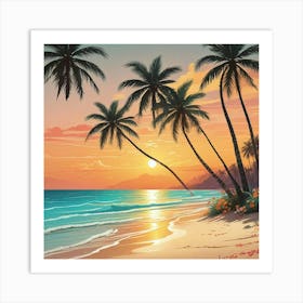 Palm Tree Sunset Art Prin (1) Art Print