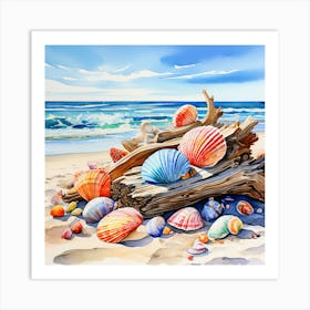 Seashells On The Beach Art Print