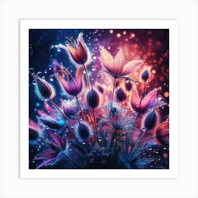 Flowers On A Dark Background Art Print