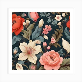 Floral Wallpaper 1 Art Print