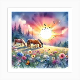 Horses In The Meadow 6 Art Print