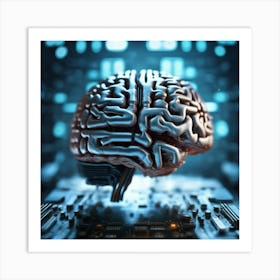 Brain On A Circuit Board 62 Art Print