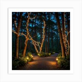 Path In The Woods At Night Art Print