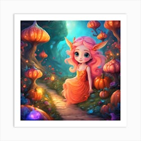 Little Girl In The Pumpkin Patch Art Print