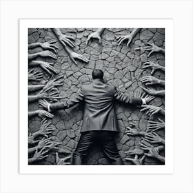 Man Surrounded By Hands Art Print