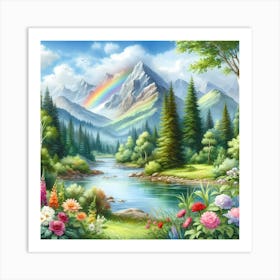 Rainbow In The Mountains 1 Art Print