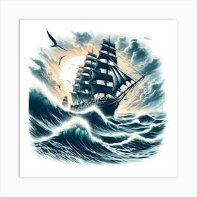 Sailing Ship In The Sea 3 Art Print