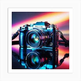 Iridescent Camera Featuring Vibrant Reflections Exuding A Futuristic Aura Intricate Patterns Of Li Art Print