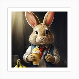 Rabbit With Bananas Art Print