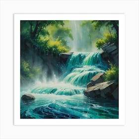 Waterfall In The Forest 100 Art Print