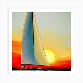 Sailboat At Sunset Art Print