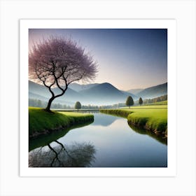 Tree In A Lake 2 Art Print