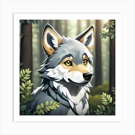 Cute Chibi Wolf Art Print