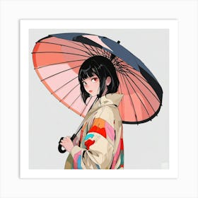 Japanese girl with umbrella 3 Art Print