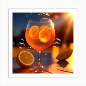 Aperol Spritz Orange Juice In A Glass Art Print