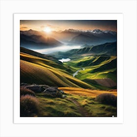 Sunset In The Mountains 60 Art Print