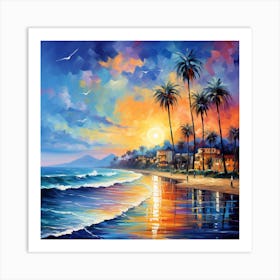 Sunset At The Beach 1 Art Print