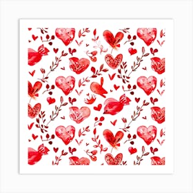 Watercolor Heart Pattern Valentine'S Day 1 Art Print