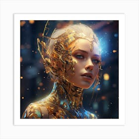 Girl In A Futuristic Outfit 1 Art Print