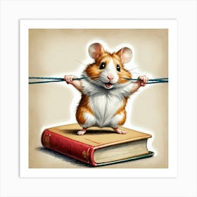 Hamster On A Book 2 Art Print
