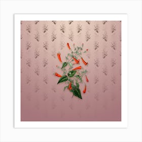 Vintage Heart Leaf Manettia Botanical on Dusty Pink Pattern n.0477 Art Print