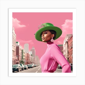 Woman In A Green Hat Art Print