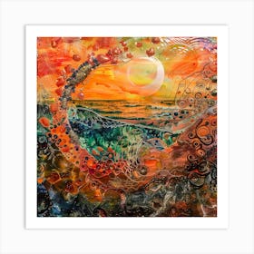 Sunset At The Beach Art Print