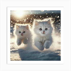 Kittens In The Snow Art Print