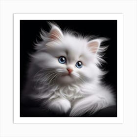 White Cat With Blue Eyes 3 Art Print