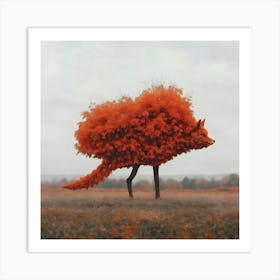 Fox Fall Tree Art Print