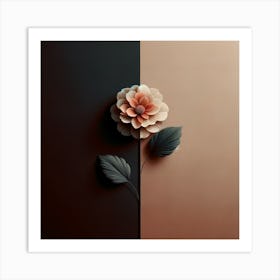 Abstract Flower On Black And Brown Background 1 Art Print