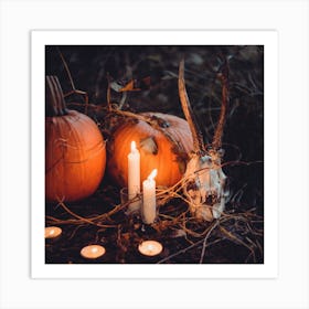 Halloween Pumpkins And Candles Art Print