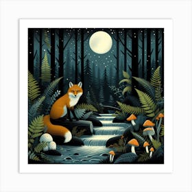 Fox and forest 3 Art Print