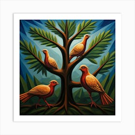 Doves In The Tree 1 Art Print