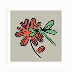 Dragonfly On A Flower Art Print