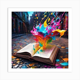 Colorful Book Splashed With Paint Art Print