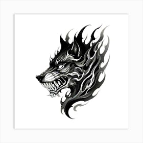 Wolf Head Tattoo 10 Art Print