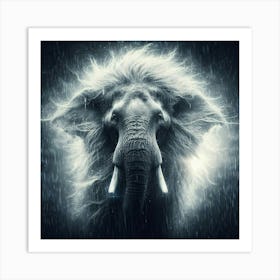 Elephant In The Rain 4 Art Print