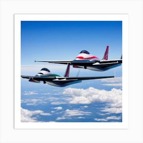 Two Fighter Jets Flying In The Sky 2 Art Print