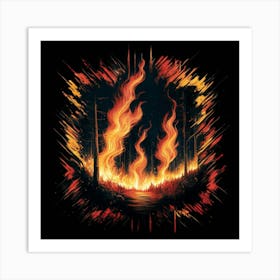 Fire In The Forest 12 Art Print