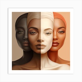 Three Women With Different Skin Tones Art Print